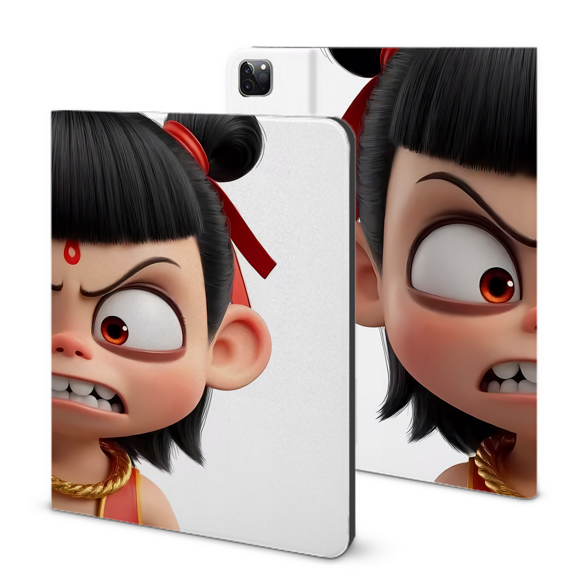 （画像用） Ne Zha 2 ナタ 魔童の大暴れ IPad ケース ブック型 PUレザー TPU 耐衝撃 軽量 薄型 ペン収納なし 全面保護 IPad 各モデル対応